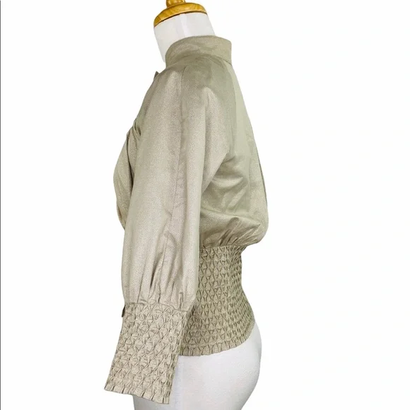 Laundry by Shelli Segal Cocktail Party Top High Neck Blouse Gold SZ 0 NWOT - Picture 6 of 9